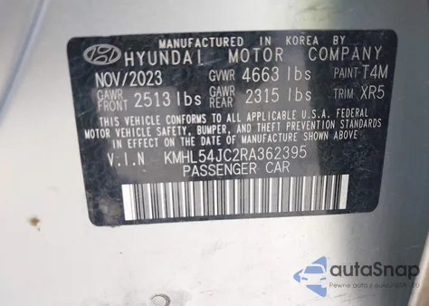 2024 Hyundai Sonata N Line z USA, uszkodzony, nr VIN KMHL54JC2RA362395